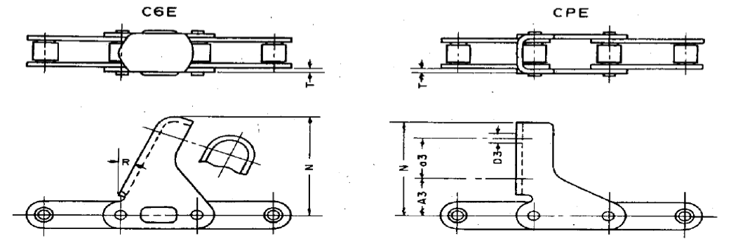 ATTACHMENTS FOR C-2060H ROLLER CHAIN