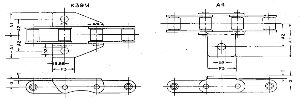 ATTACHMENTS FOR CA550 ROLLER CHAIN