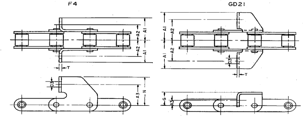 ATTACHMENTS FOR CA550 ROLLER CHAIN